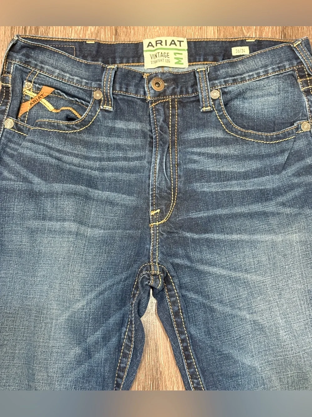 ARIAT MEN'S M7 ROCKER SUMMIT SLIM STRAIGHT STRETCH DENIM JEANS Size 36/34